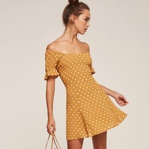 Reformation Arlene Mini Dress in Butterscotch
